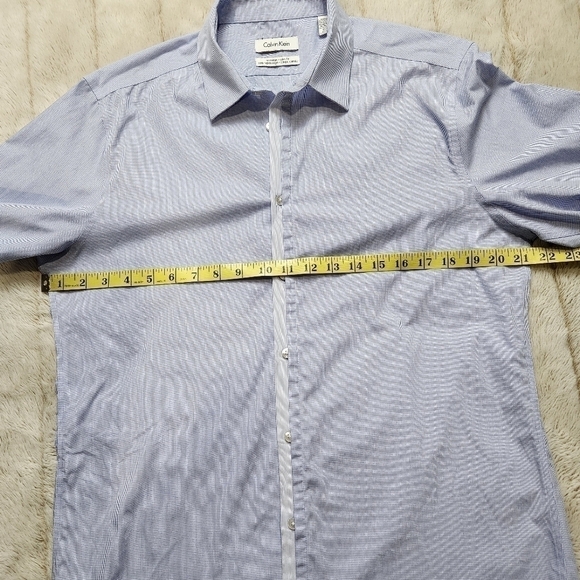 Men's Dress shirt Slim fit Collared Button down blue white Size XL CALVIN KLEIN - Picture 10 of 13